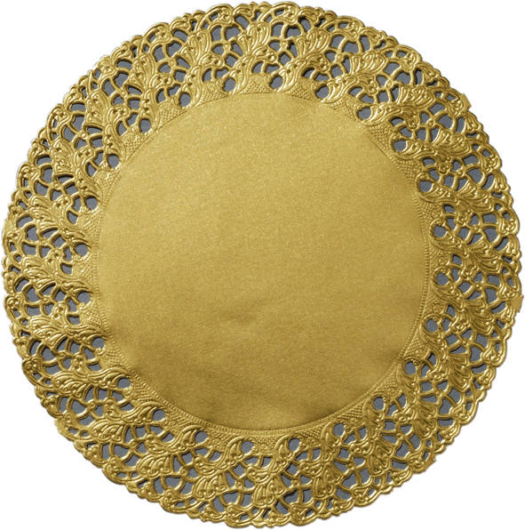 Tallriksunderlägg / Tårtpapper / Spetspapper Guld 36 cm diameter 100-pack