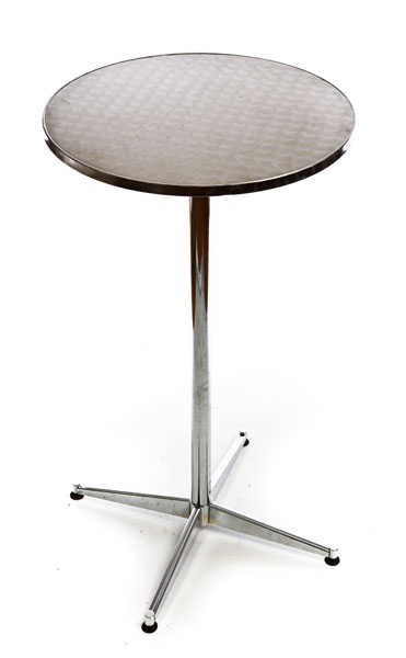 Ståbord - Barbord, 60 cm Ø 110 cm högt, snyggt mönstrad rostfri skiva