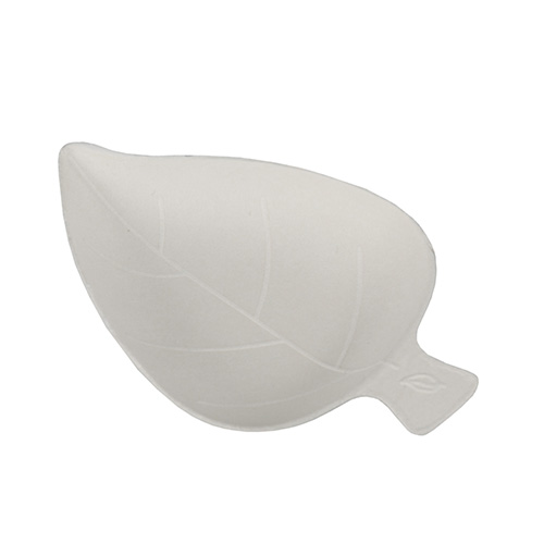 Minitallrik "Löv" Fingerfood 50 pack, vit, gjord av sockerrör, miljövänlig, 10 cm x 5,7 cm