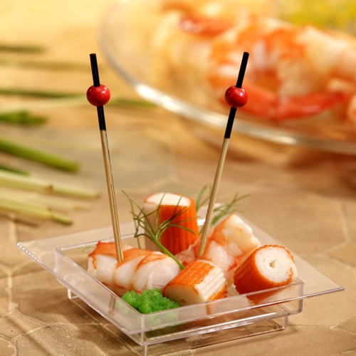 Tallrik mini Fingerfood transparent, 7 x 7 cm bred, 50 pack med mat