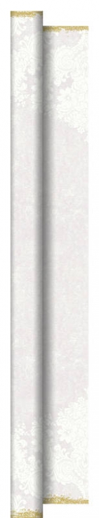 Pappersduk 25 x 1,25 meter. Royal White med guldmönster - mycket hög kvalité, Duni