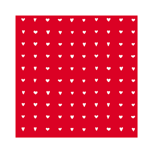 Pappersservett - kaffeservett / cocktailservett, Röd med vita hjärtan, 20 pack
