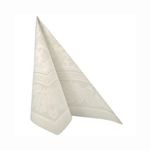 Pappersservett Royal - Vit / Ljusgrå ornaments-dekor, 40x40 cm,