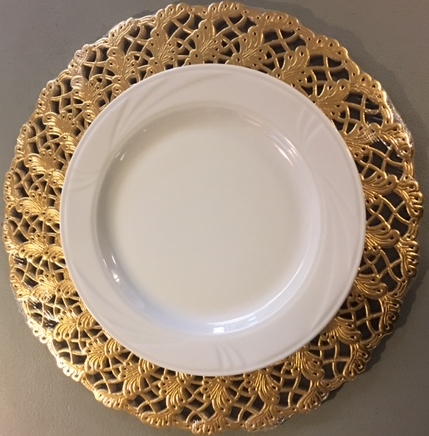 Tallriksunderlägg / Tårtpapper / Spetspapper Guld 36 cm diameter 100-pack