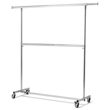2 vånings klädställning höj/sänk/ihopfällbar, max ca 80 ytterplagg på hjul