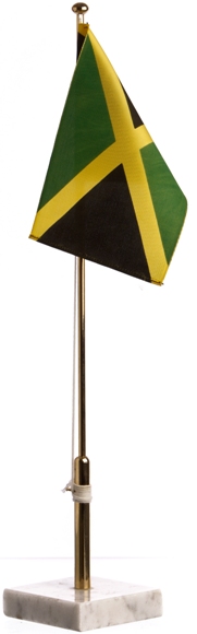 Jamaica - bordsflagga - förgylld stång, marmorfot