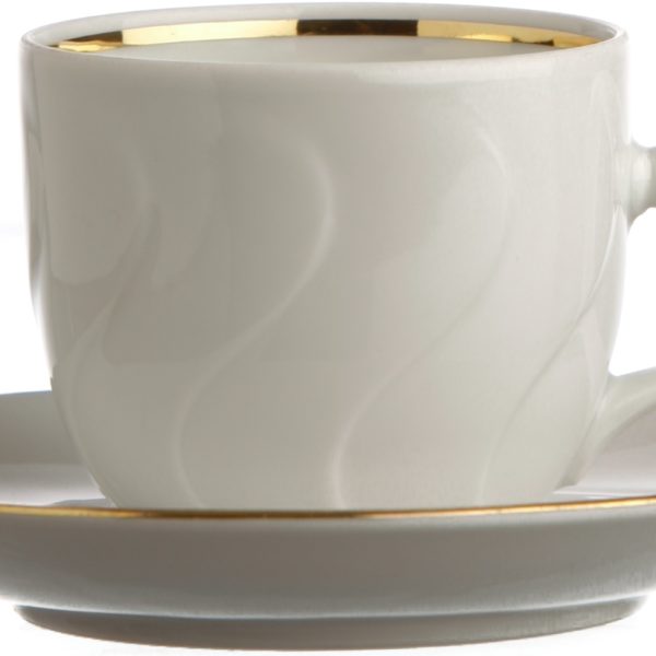 Kaffekopp med fat guldrand, serie Seltmann helvit