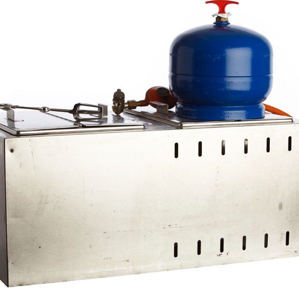 Korvlåda gasoluppvärmd, 2 kilo gasol medföljer, bordsmodell
