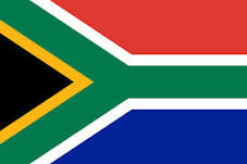 Sydafrika - bordsflagga - förgylld stång, marmorfot