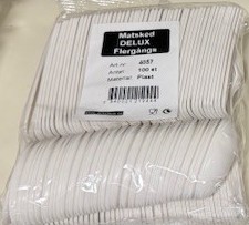 Engångsmatsked Vit 100 pack, är återanvändbara